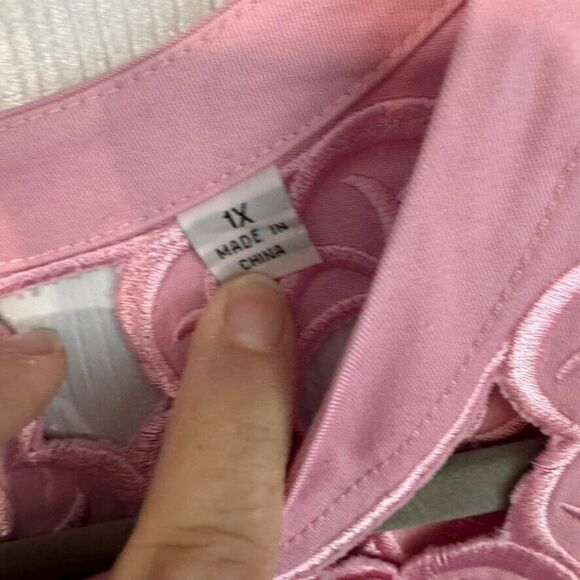 Bob Mackie Wearable Art 1X Pink Battenburg Lace Cutout Style Jacket‎ - Picture 4 of 9